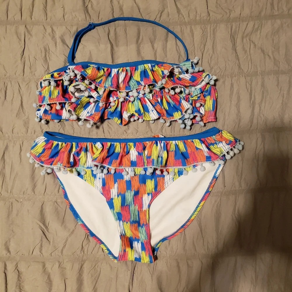 COPY Jump N' Splash Colorful Kids Swim Bikini Set W/pom Poms 14